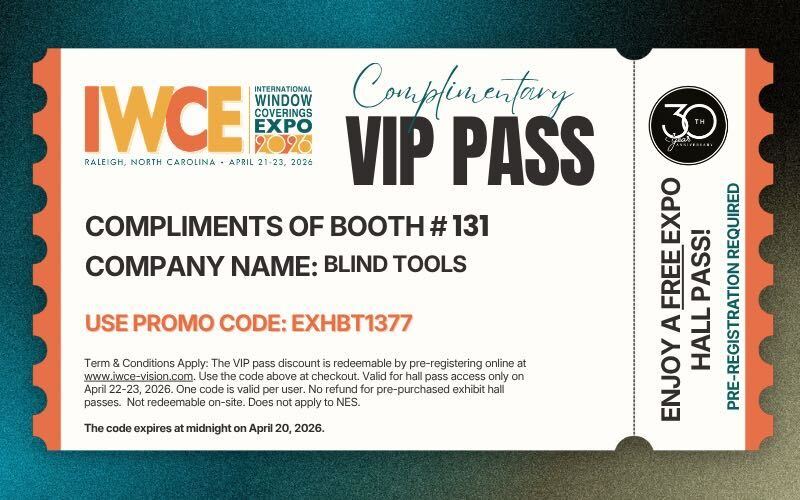 IWCE Vision VIP Pass - Compliments of Booth #131 BlindTools